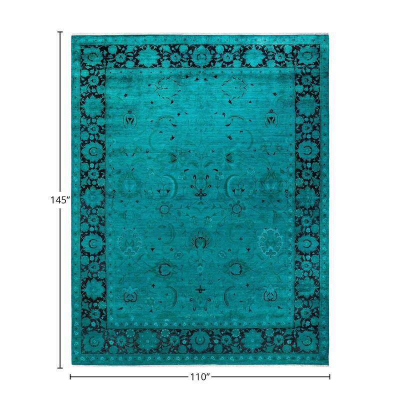 Fine Vibrance, One-of-a-Kind Hand-Knotted Area Rug - Blue, 9' 2" x 12' 1" - 9' 2" x 12' 1"