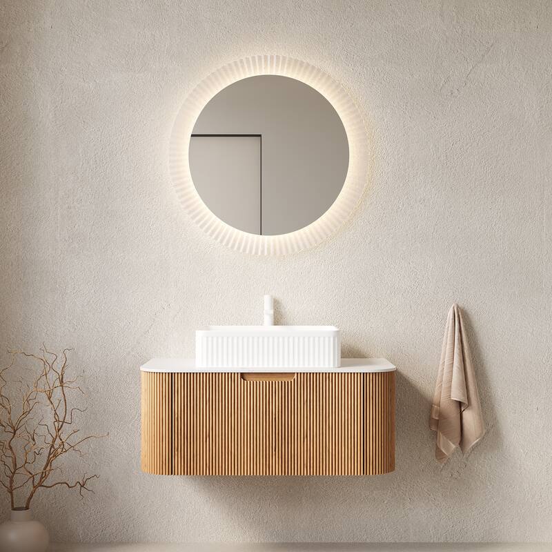 Wall-Mounted Floating Bathroom Vanity with Sink