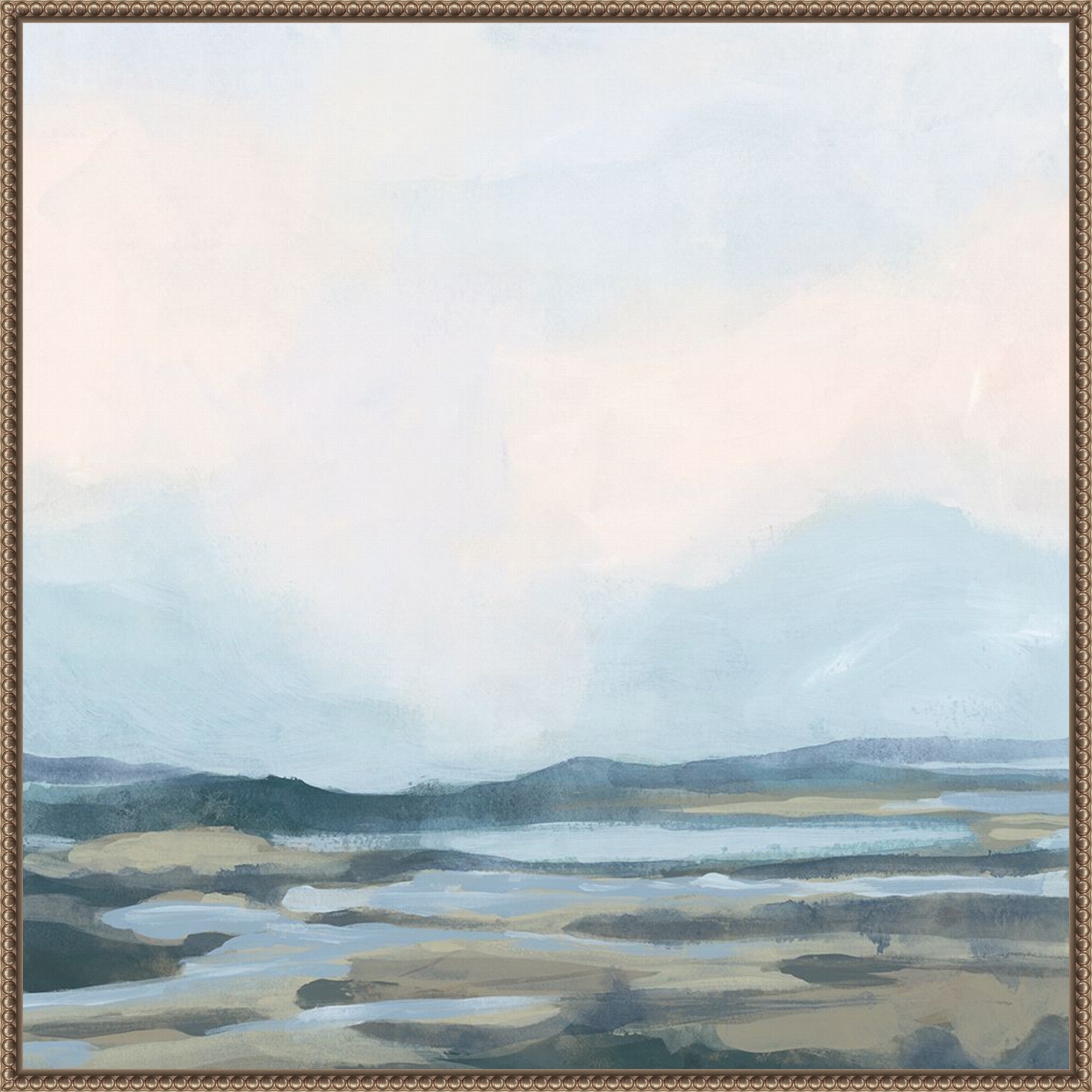 Blue Shoals I by June Erica Vess Framed Canvas Wall Art - Sylvie Beaded Bronze