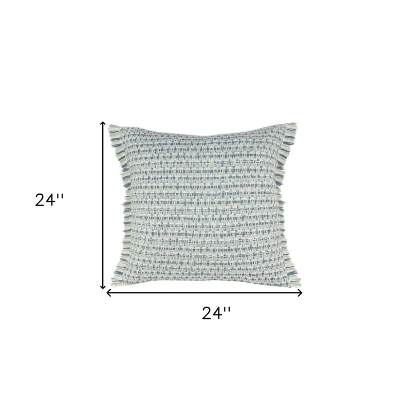 HomeRoots 24" X 24" Blue Zippered Coastal Indoor Outdoor Throw Pillow - 24" x 24"