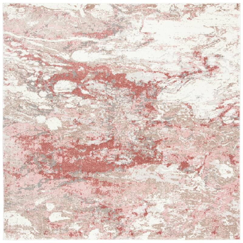 SAFAVIEH Lilypond Zorana Modern Abstract Rug - 6'7" Square - Ivory/Rose
