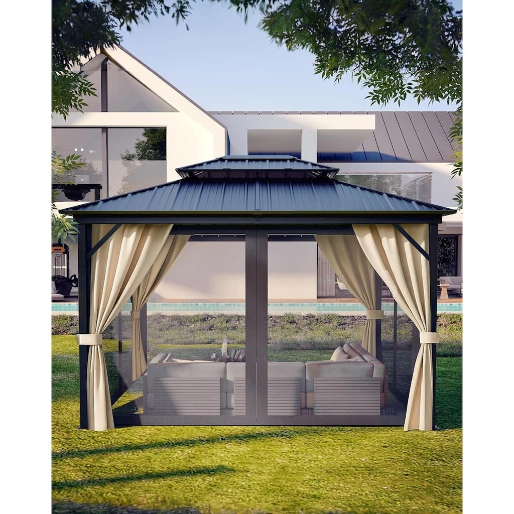 10'x14' Hardtop Gazebo for Patio, Deck, Backyard, Lawn, and Garden - 10X14 Ft