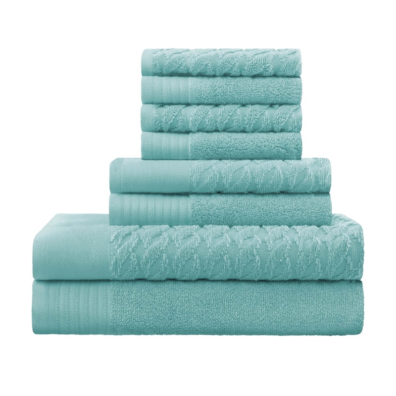 Turkish Cotton 8 Piece Herringbone and Solid Towel Set by Superior