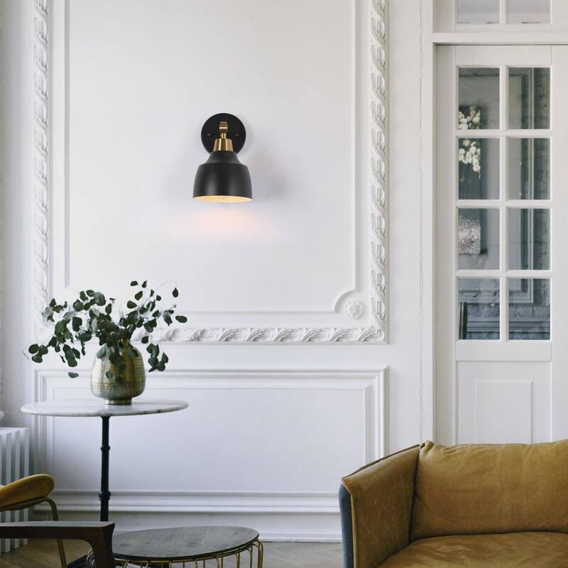 Malryn Modern Black Gold Bathroom Vanity Light Dome Wall Sconces