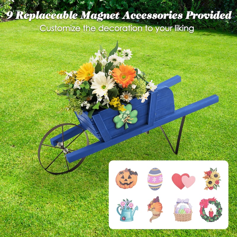Costway Wooden Wagon Planter Decorative Indoor/Outdoor Rustic Flower - See Details