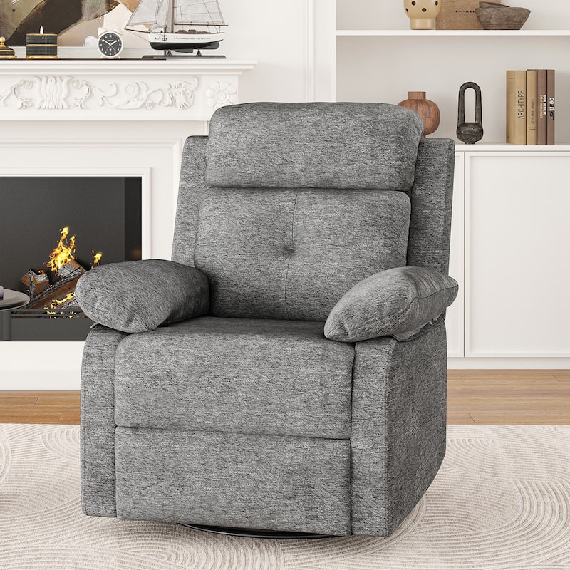 Small Rocker Swivel Recliner Chair for Adults Women for Small Spaces, Bedroom, Living Room - Stone Gray