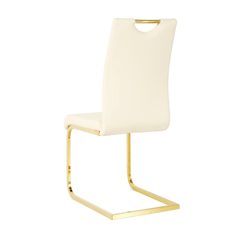 Modern PU Dining Chair with Gold Metal Legs, Versatile for Kitchen, Living Room, Bedroom, and Dining Room.