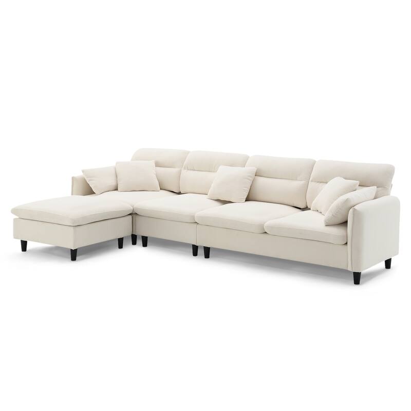 Convertible Sectional Sofa,L-Shaped Reversible Couch Set With Free Pillows,5 Seat Cloud Chenille Indoor Furniture With Ottoman
