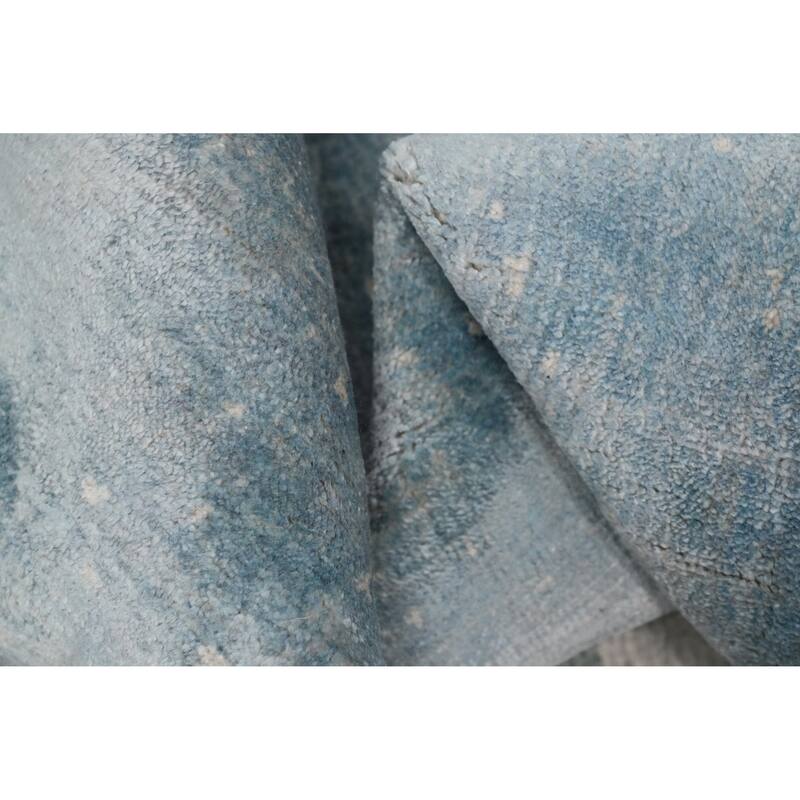Hand Knotted Oriental Viscose Silk Carpet Modern Pictorial Multi-Colored Abstract Area Rug - 7' 10'' X 5' 1''