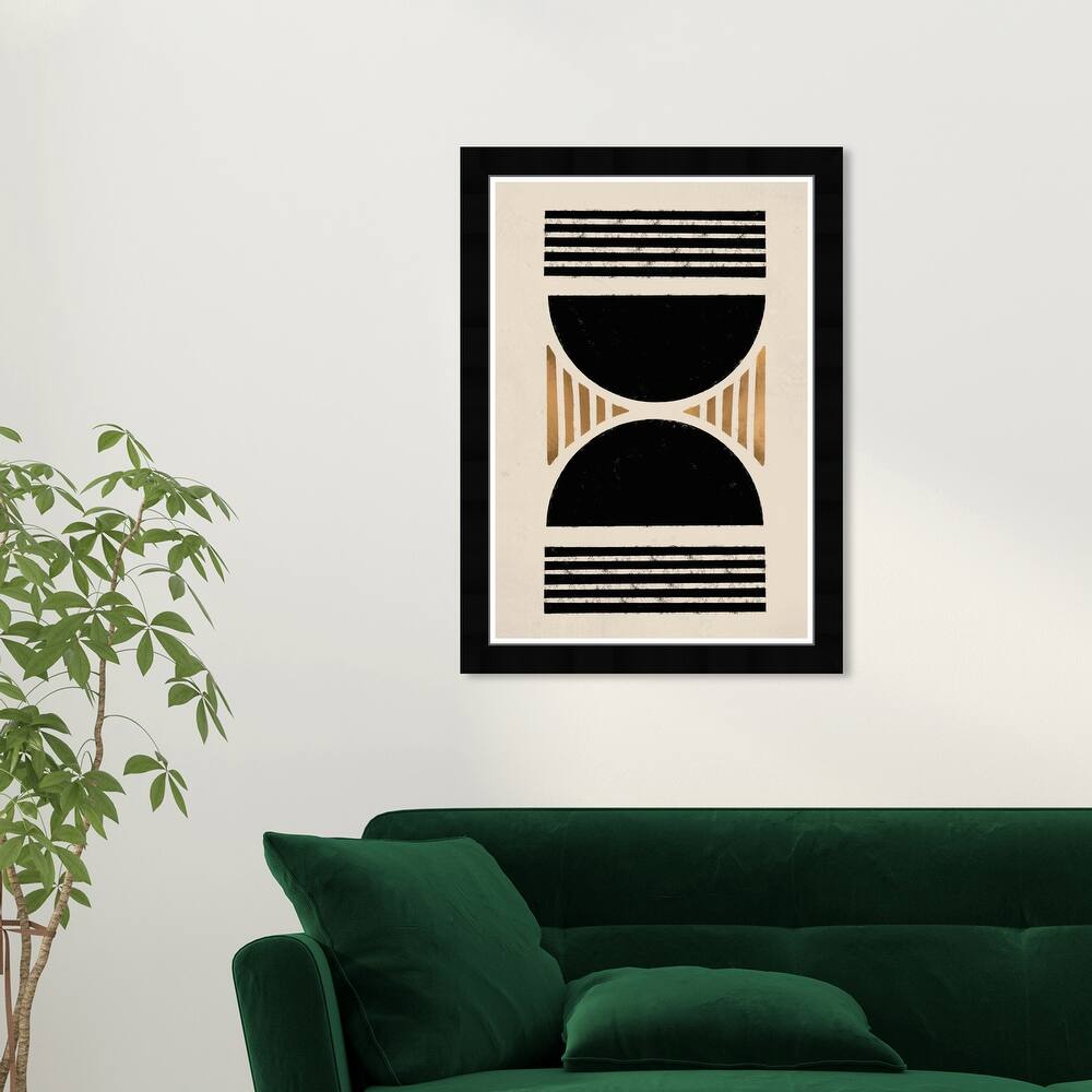 Wynwood Studio 'Hourglass' Abstract Wall Art Framed Print Shapes - Black, Gold