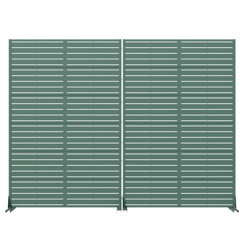 Outdoor Privacy Screen with Stand for Patio Garden Metal Fence Set of 2
