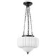 preview thumbnail 4 of 8, 1-Light 15" W Vintage French Style Pumpkin-shaped Milk Glass Hanging Pendant Light for Dining Room, Hallway