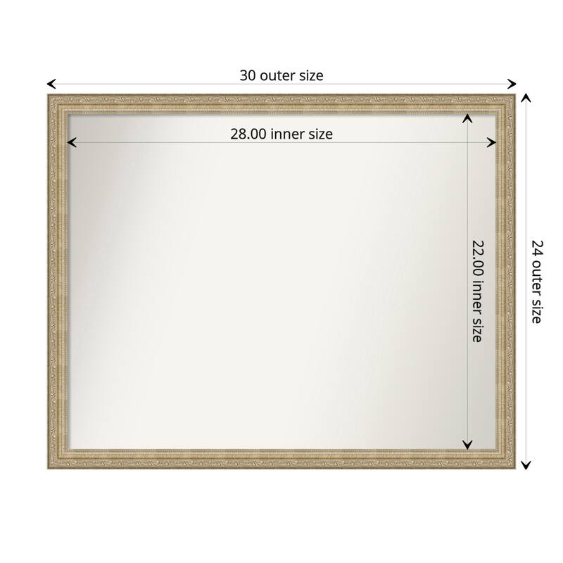 Non-Beveled Bathroom Wall Mirror - Paris Champagne Frame - 30 x 24 in - Paris Champagne