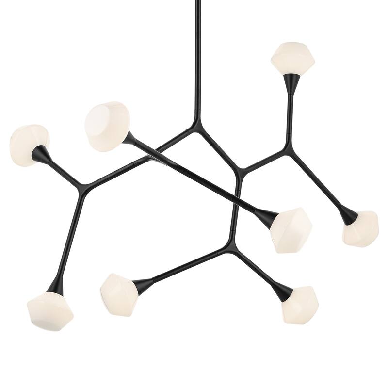 Cassius 52.5 Inch 8 Light Convertible Chandelier with Opal Glass in Black
