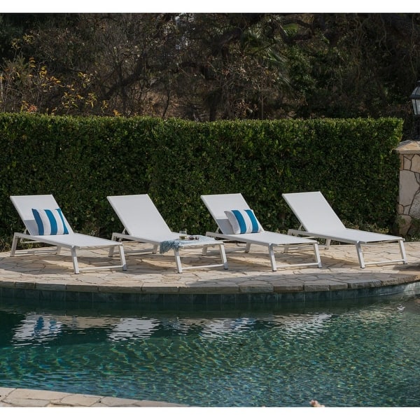 Myers Outdoor Aluminum Mesh Chaise Lounge Set Of 4 By Christopher Knight Home Overstock 19454937