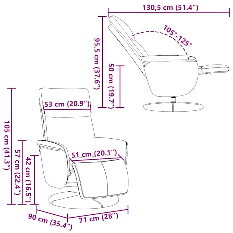 vidaXL Recliner Chair with Footrest White Faux Leather