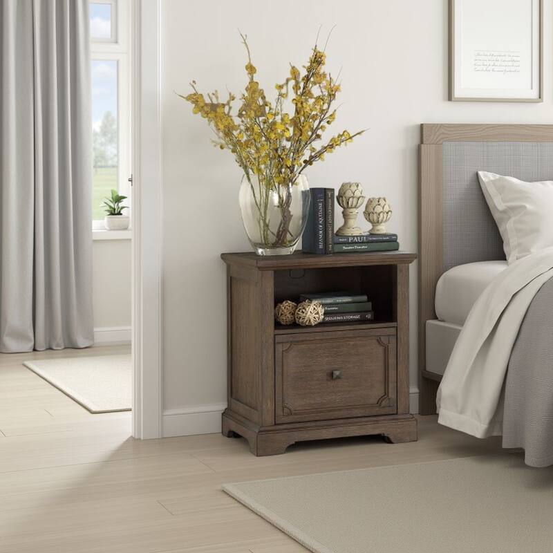 Luon File Cabinet, 1 Drawer, Dark Oak Brown Veneer, 24 Inch