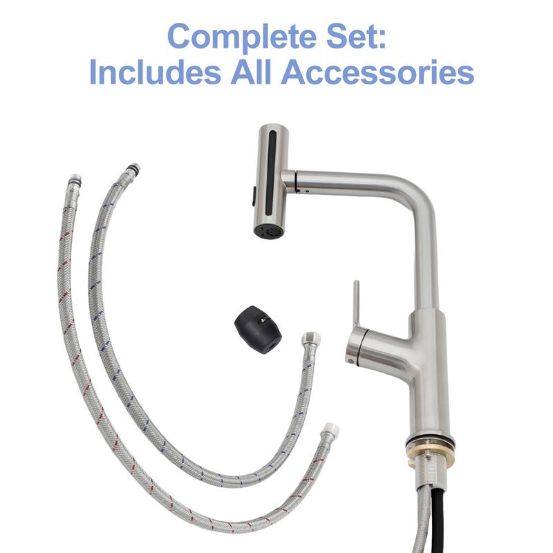 Drop-in Single Bowl 16 Gauge Stainless Steel Kitchen Sink with Pull-out Faucet