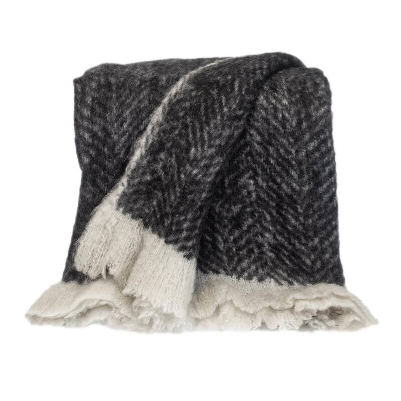 Supreme Soft Pink and White Herringbone Handloomed Throw Blanket