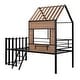 preview thumbnail 5 of 14, Interesting Design Twin Size Loft Bed with Roof, Frame is Made of Metal, Window, Guardrail, Ladder