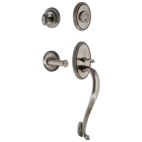 Grandeur GEOGEO_ESET_234_SG Georgetown Solid Brass Rose Keyed Entry Single Cylinder Sectional "S" Grip Handleset with
