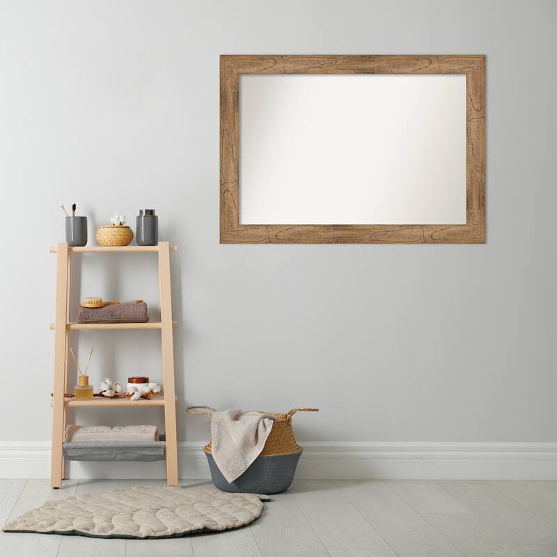 Non-Beveled Wood Bathroom Wall Mirror - Owl Brown Frame