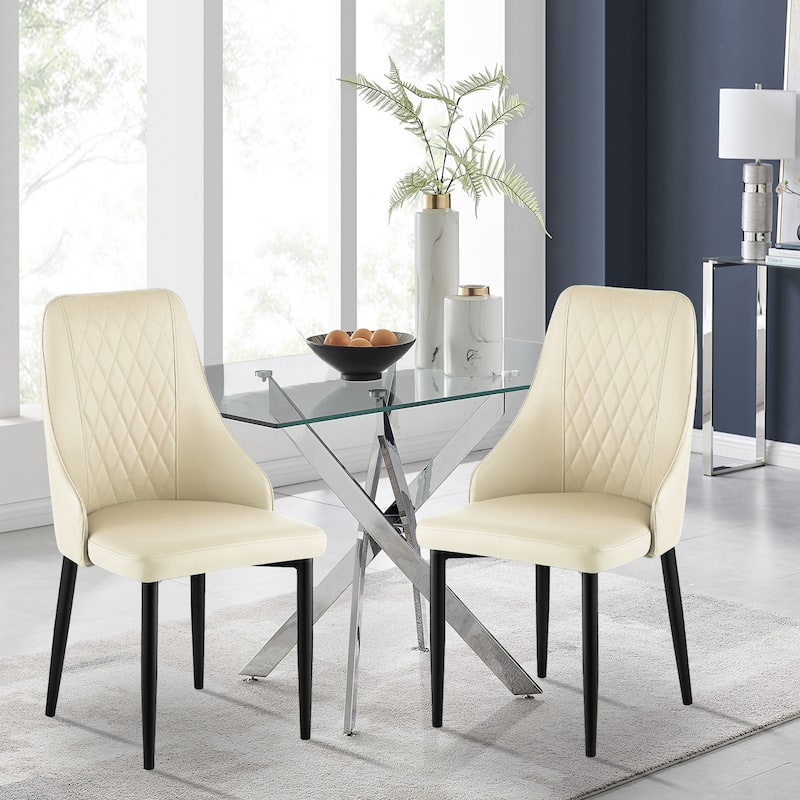 Faux Leather Upholstered Dining Chairs Set of 2 - 35.63"H x 17.72"W x 17.32"D