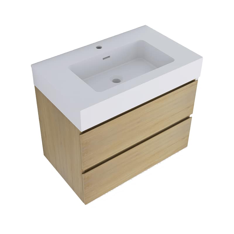 Floating Bathroom Vanity with Solid Surface Top