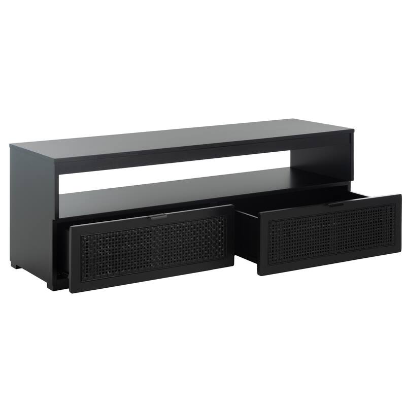 SAFAVIEH Theon 2-Drawer 1-Shelf Entertainment Media Stand (Fits up to 55" Flatscreen TV) - 47.5 in. x 15.5 in. x 17 in.