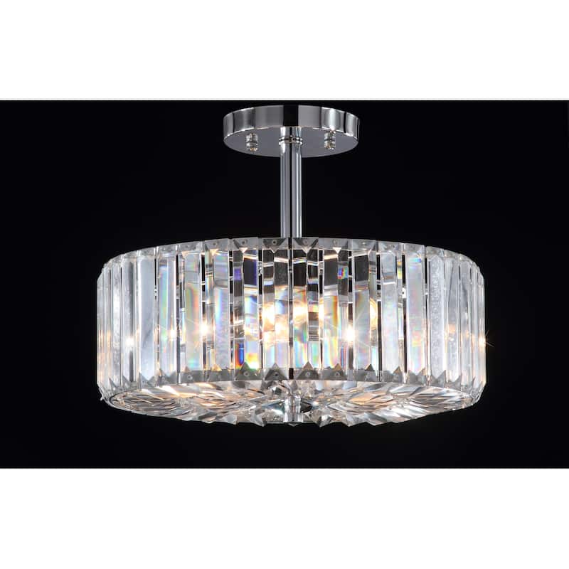 SAFAVIEH Lighting Bitten 3-Light Chrome Ceiling Light - 13.5"x13.5"x10.75" - Chrome/Clear - 14Wx14Dx11H