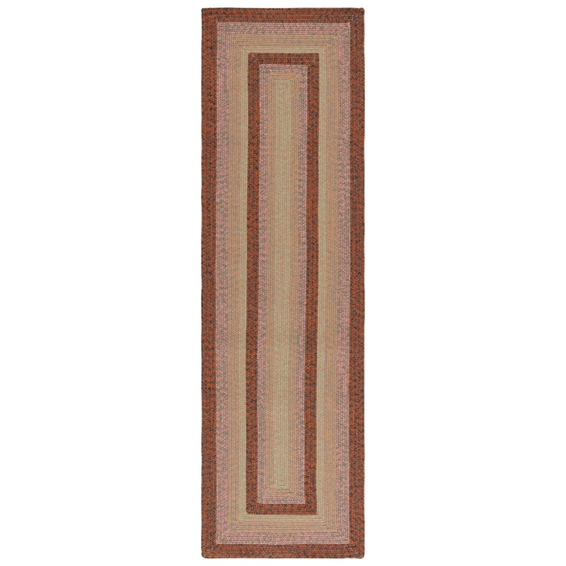 SAFAVIEH Handmade Braided Rosete Indoor/Outdoor Machine Washable Rug - 2'3" x 8' Runner - Dark Brown/Light Green