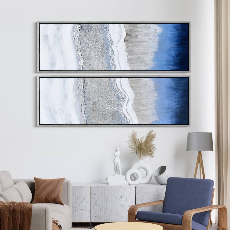 Sand Art Textured Metallic Hand Painted Canvas Wall Art Set of 2