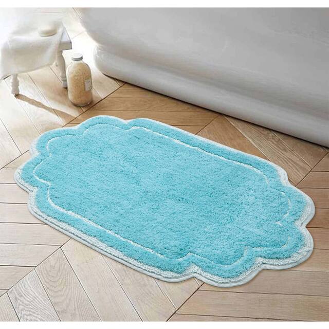Home Weavers Allure Collection Absorbent Cotton, Machine Washable and Dry Bath Rugs - 24"x40" - Turquoise