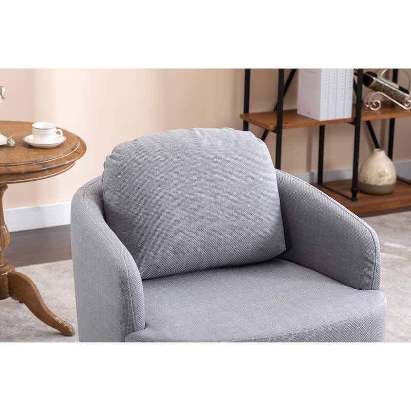30.3" Swivel Accent Chair with Wood Base