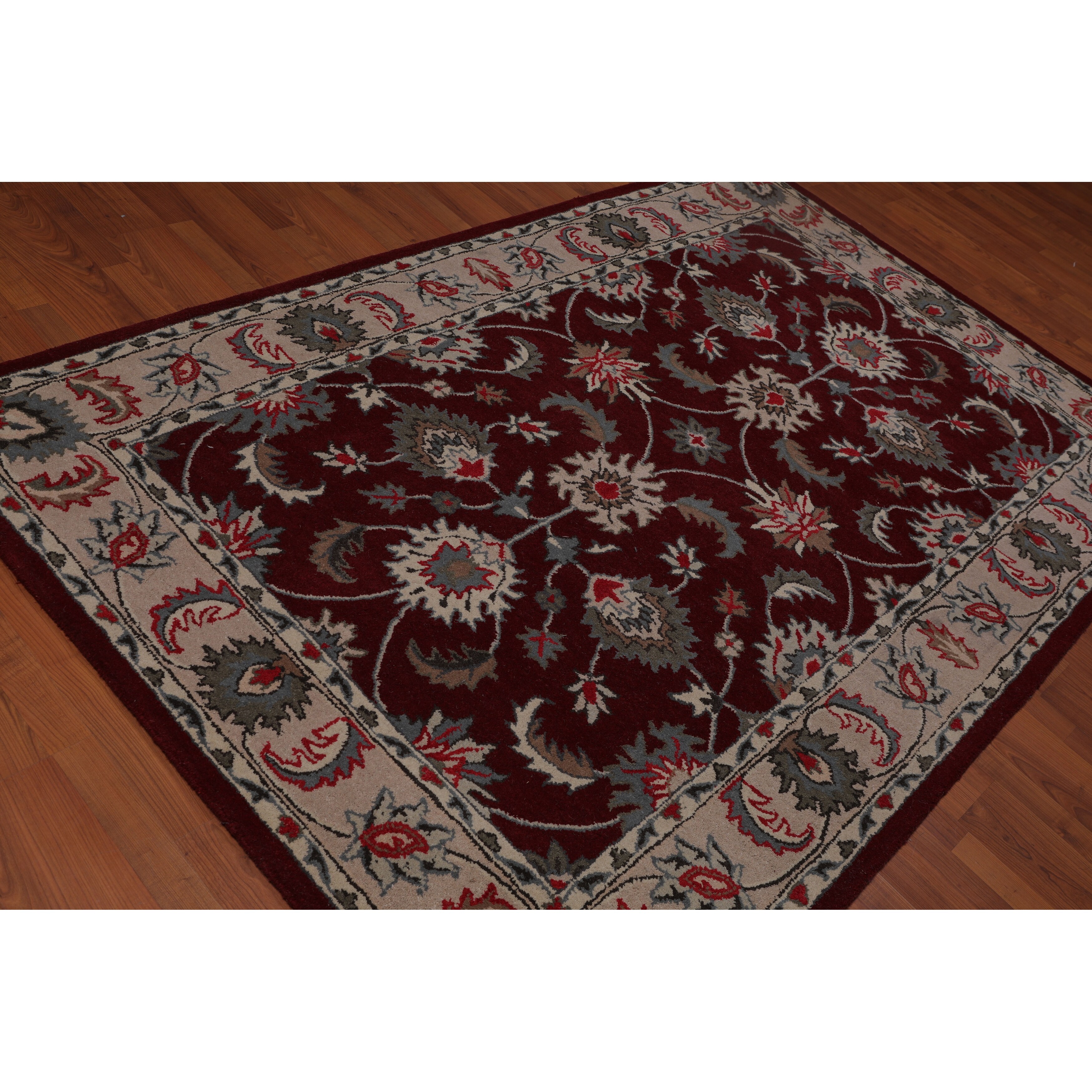 Shop 5 X8 Hand Tufted Wool Floral Kashan Oriental Area Rug Burgundy Beige Color 5 X 8 On Sale Overstock 31310722