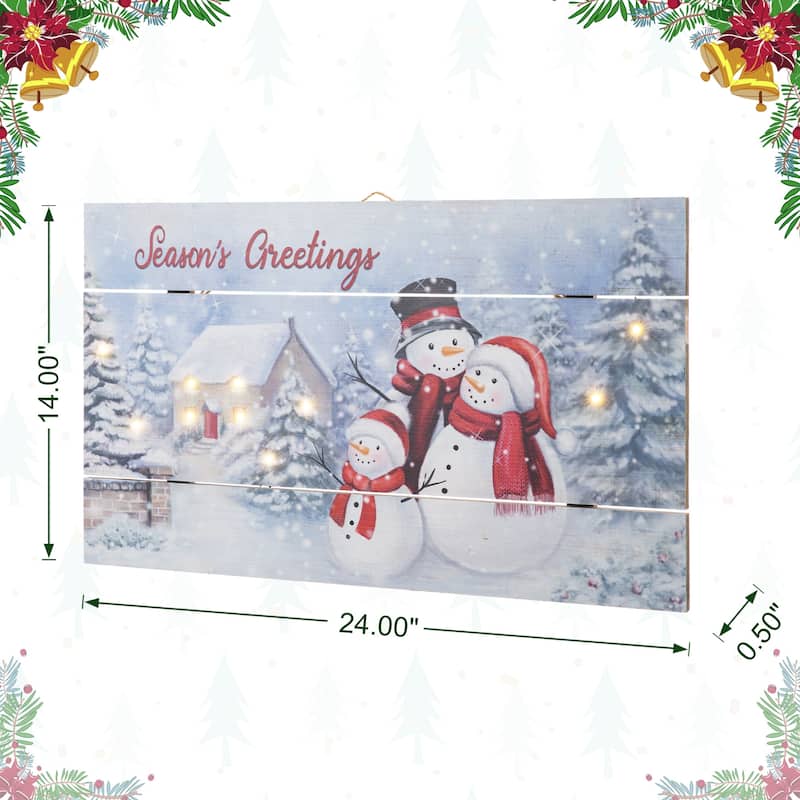 Glitzhome 24"L Wooden Christmas Santa Wall Decor with Warm White Lights