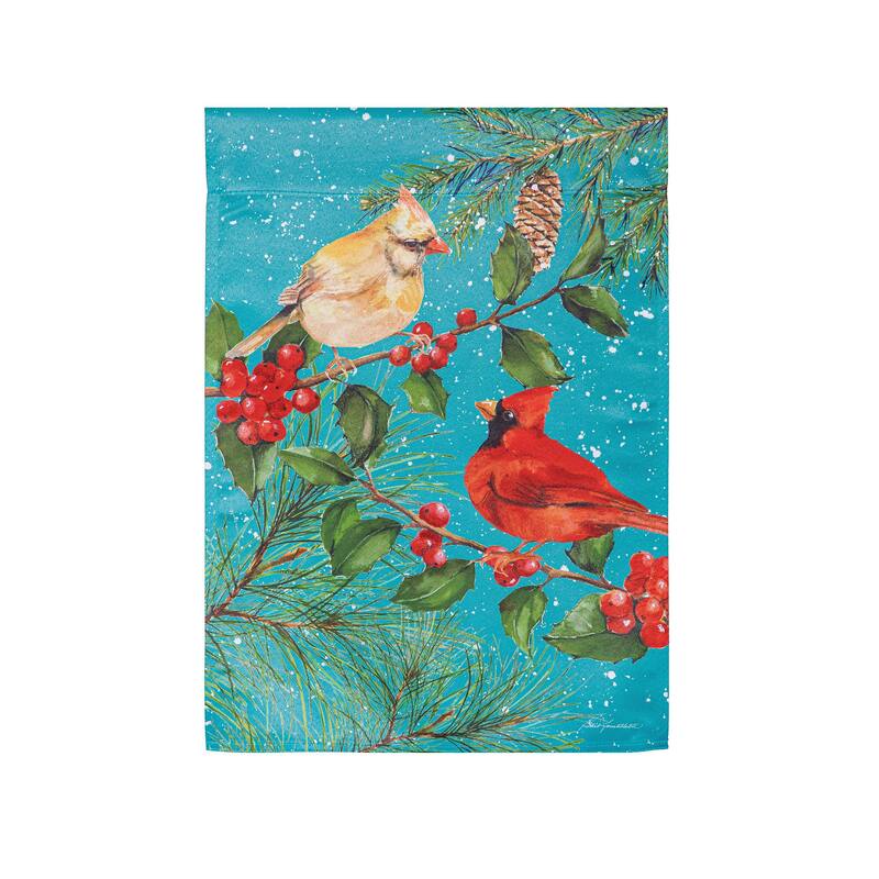 12.5 in. x 18 in. Cardinal Couple Suede Garden Flag