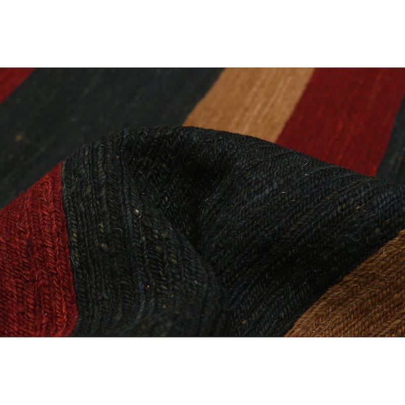 ECARPETGALLERY Flat-Weave Natural Navy, Red Wool Tapestry Kilim - 10'0 x 12'0