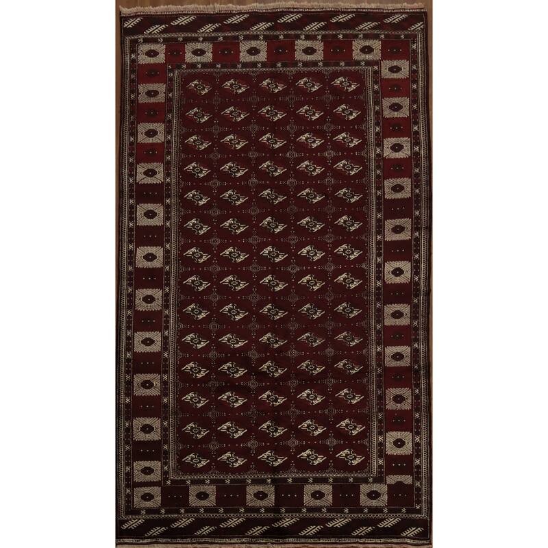 Hand Knotted Oriental 100% Wool Carpet Traditional All-Over Red Turkoman Area Rug - 12' 1'' X 7' 0''