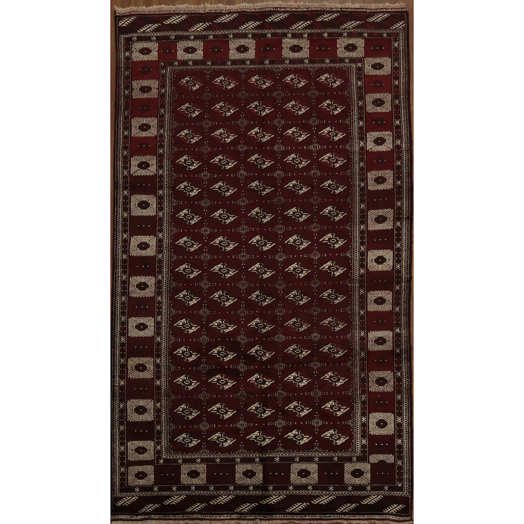 Hand Knotted Oriental 100% Wool Carpet Traditional All-Over Red Turkoman Area Rug - 12' 1'' X 7' 0''