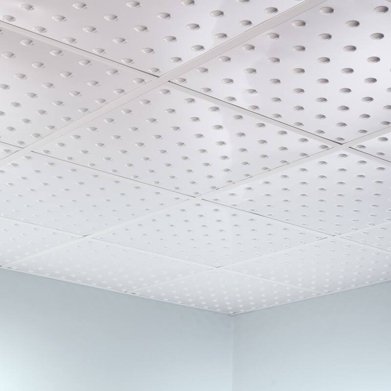 FASÄDE Dome Decorative Vinyl 2ft x 2ft Lay in Ceiling Panel in Matte White (5 Pack)
