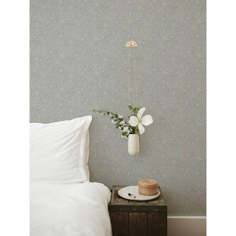 A-Street Prints Wilma Grey Block Print Wallpaper