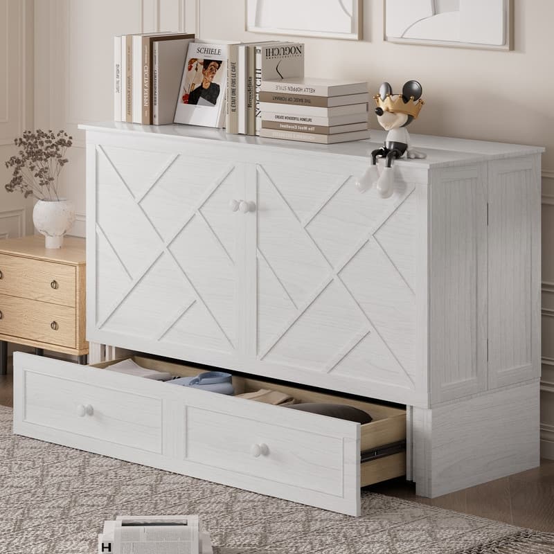 Mixoy Murphy Bed Chest with Mattress and Storage