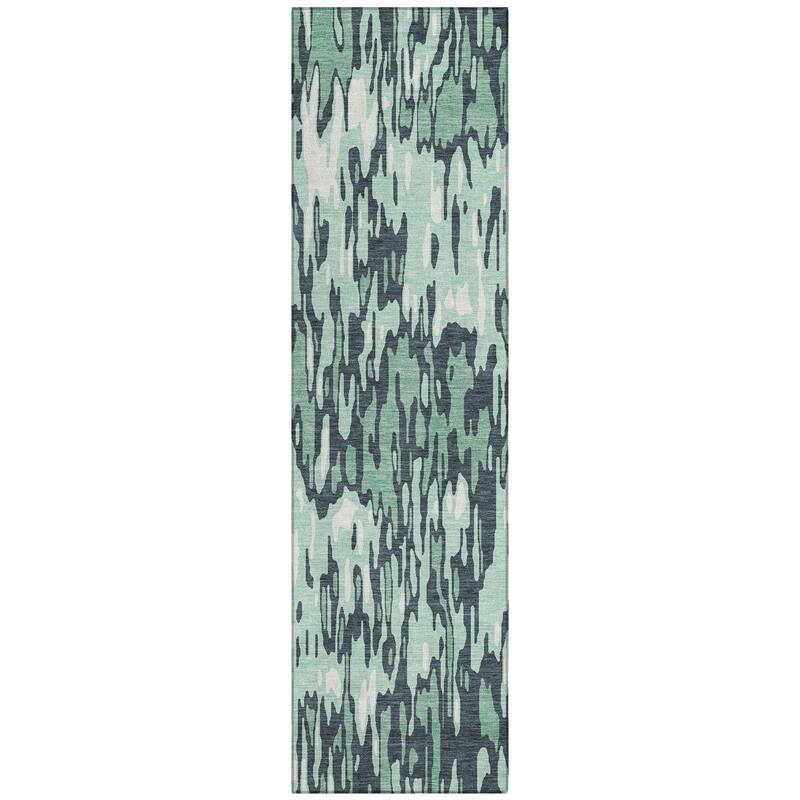 Machine Washable Indoor/ Outdoor Modern Watercolor Chantille Rug
