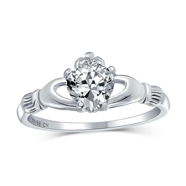 CZ Claddagh Ring Celtic Silver Ring Irish Wedding Ring CZ Heart Ring Claddagh Friendship Ring Claddagh Wedding Ring Irish Ring