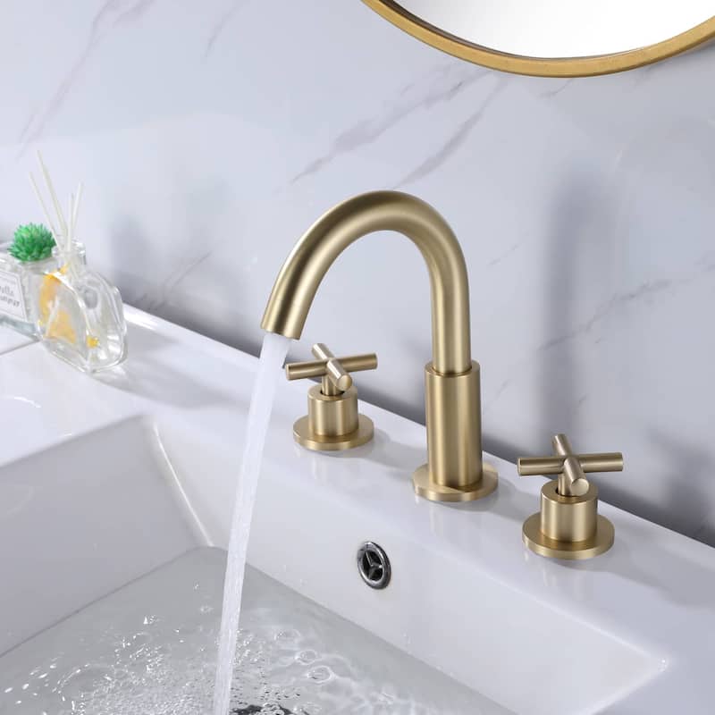 8 inch Widespread Bathroom Sink Faucet 3 Hole Bathroom Faucet 2 Handle Modern Basin Vanity Faucets Mixer Faucets With Valve