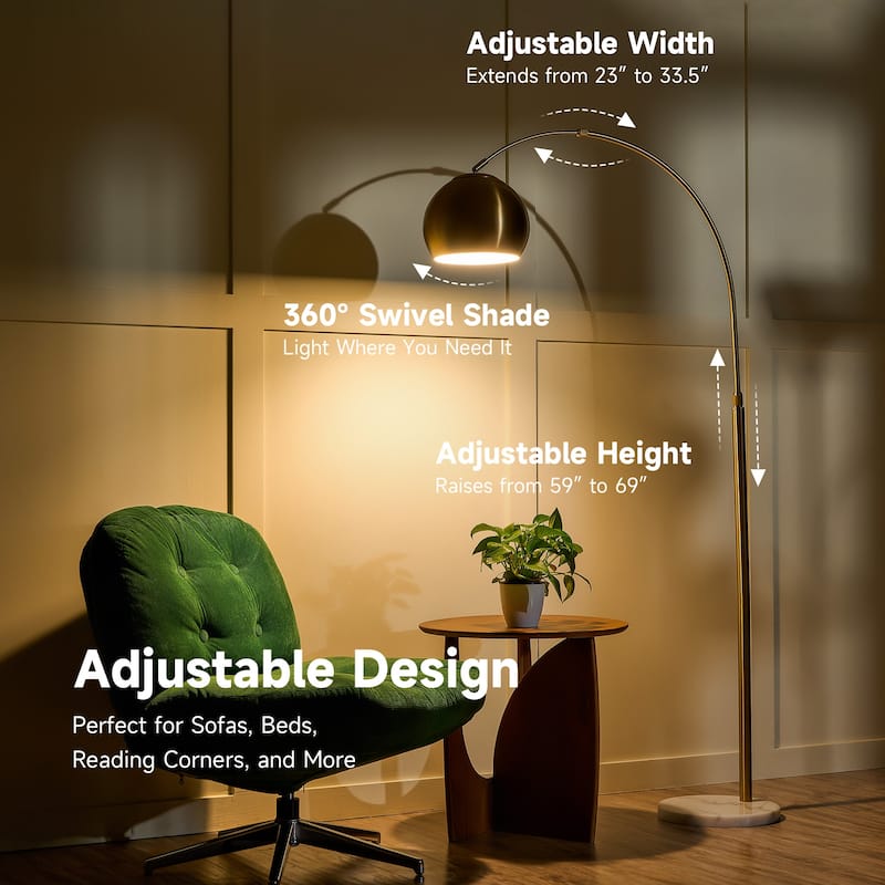69" Modern Arching Floor Lamp with Rotatable Lamp Shade and LED Bulb