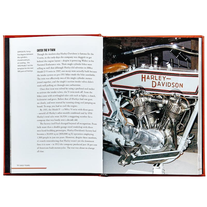 Graphic Image The Story of Harley-Davidson Coffee Table Book, Leather, Orange