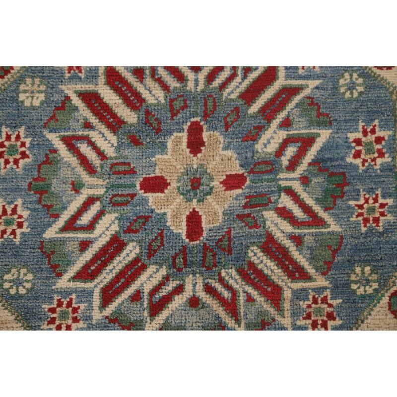 Red Geometric Kazak Oriental Area Rug Handmade Traditional Wool Carpet - 8'4"x 11'7"