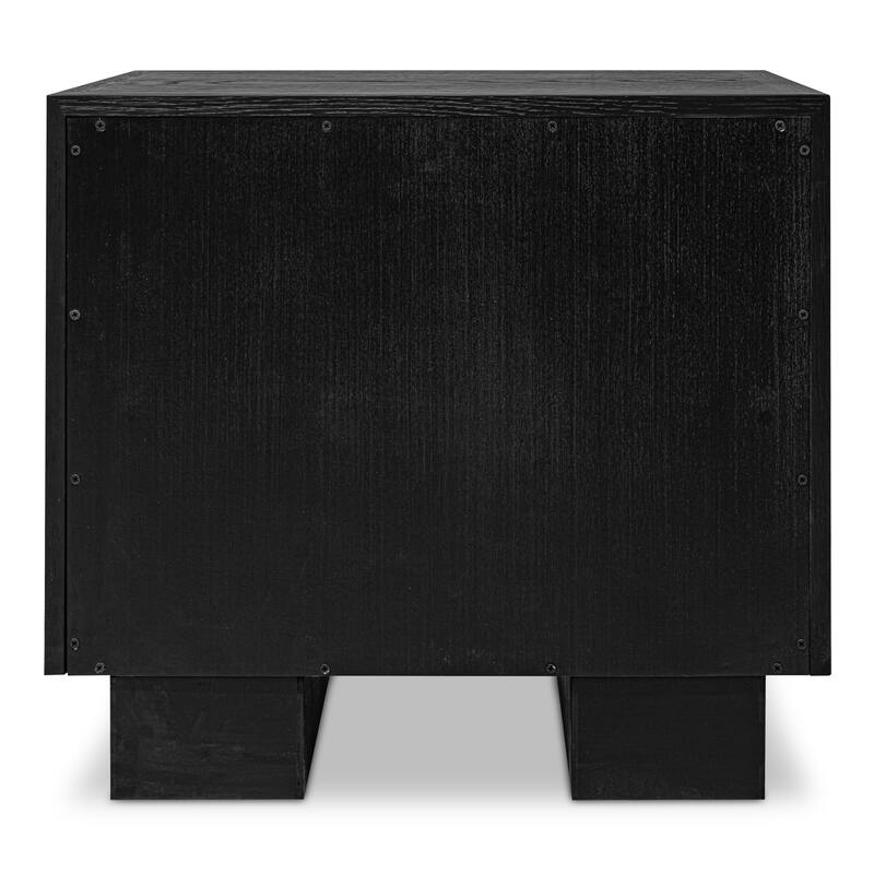 NADAAL STUDIOS Alarno Nightstand, Shagreen Pattern with Antique Gold Frame 2-Drawer, Black
